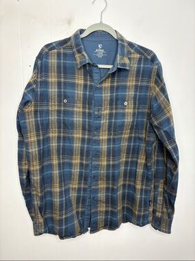 Kuhl Shirt Mens Large Blue Plaid Fugitive Flannel Outdoor Modern Comfort